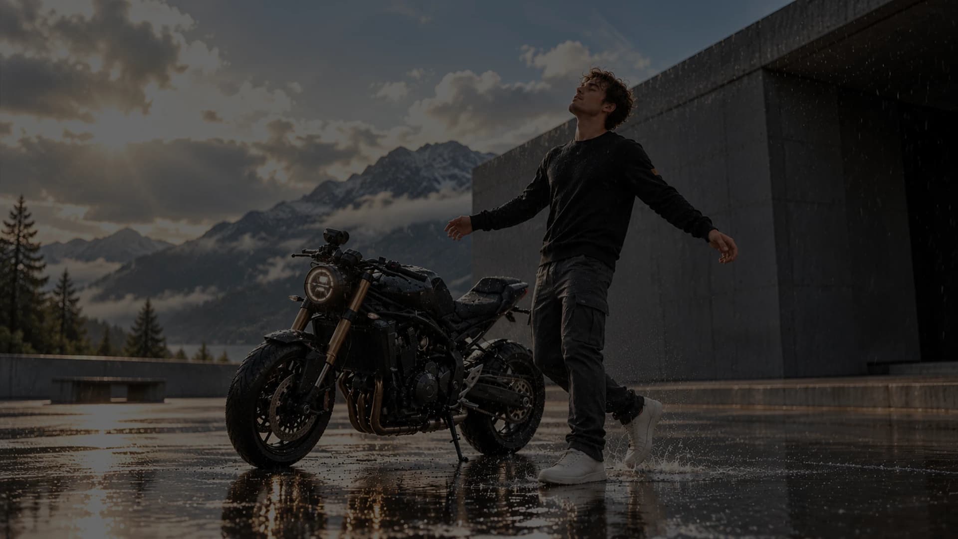 Motorcycle rider wearing the 8-Gear fleece collection