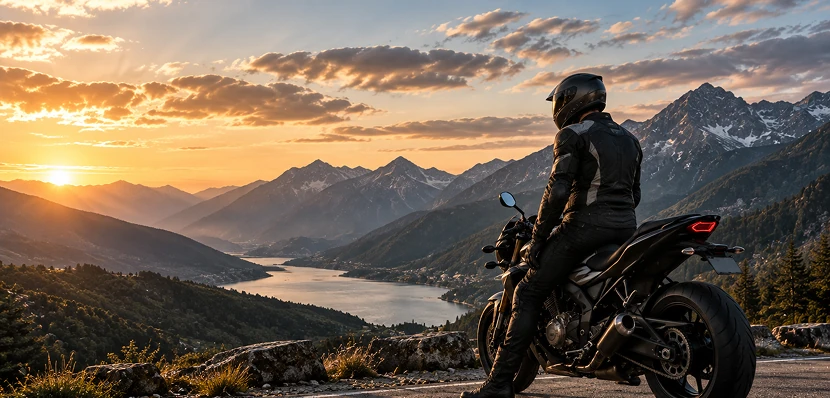 Motorcyclist representing the mission of 8-Gear