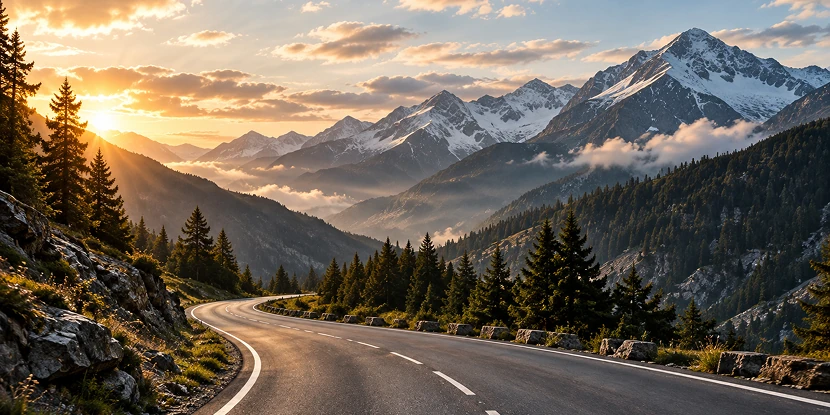 Mountain road representing the vision of 8-Gear